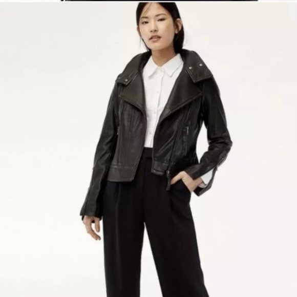 MACKAGE For ARITZIA Kenya Leather Jacket Biker Coat XXS - Picture 8 of 16